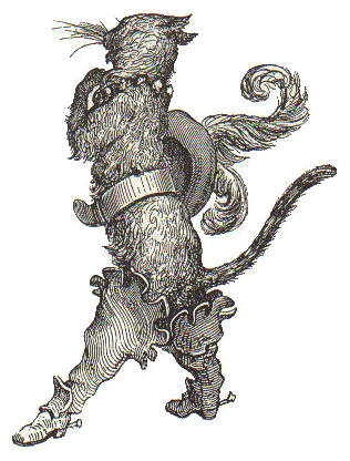 El gat amb botes és un gat molt intel·ligent. Porta botes grans i corre ràpid. Li agrada ajudar el seu amo.