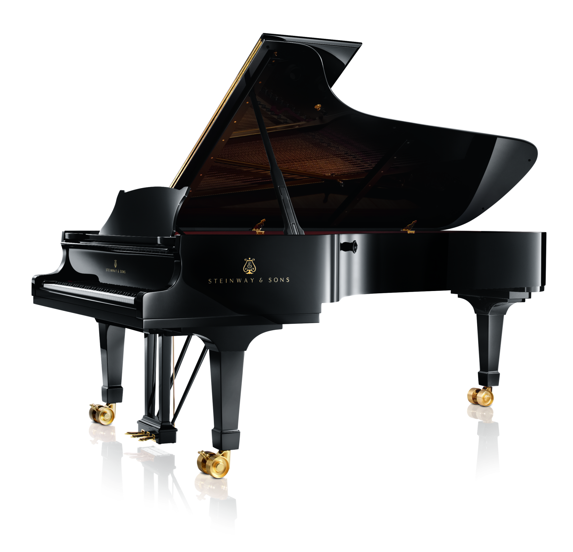 Piano de concert de cua Steinway & Sons, un piano gran i elegant que s'utilitza en concerts importants.