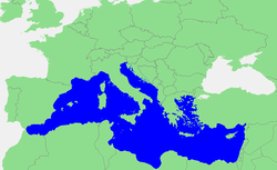 Mapa de la mar Mediterrània, per conèixer la seva ubicació geogràfica.