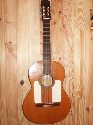 Guitarra flamenca amb colpejador, que protegeix la guitarra quan es toca ràpid.