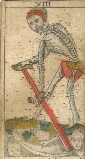 Carta de Tarot de la Mort, Tarot de Besançon, segle XIX.