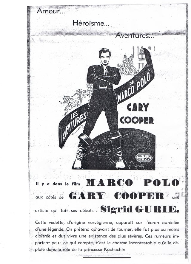 Cartell de la pel·lícula de 1938 "Les aventures de Marco Polo".