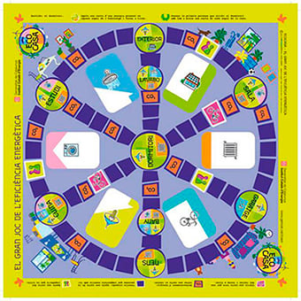 Joc de taula ECOCASA que ajuda a aprendre hàbits d'estalvi energètic de manera divertida.