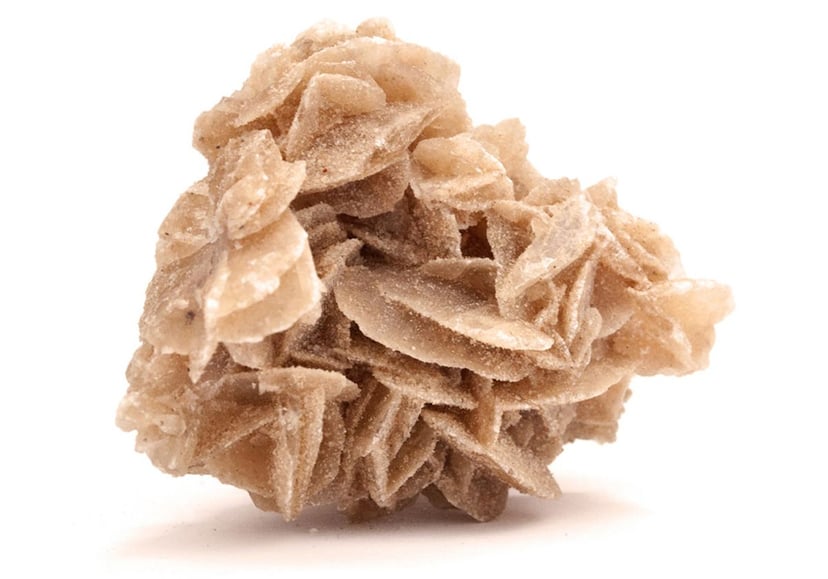 Rosa del desert mineral amb molts detalls. Es pot veure la forma de rosa i la sorra.