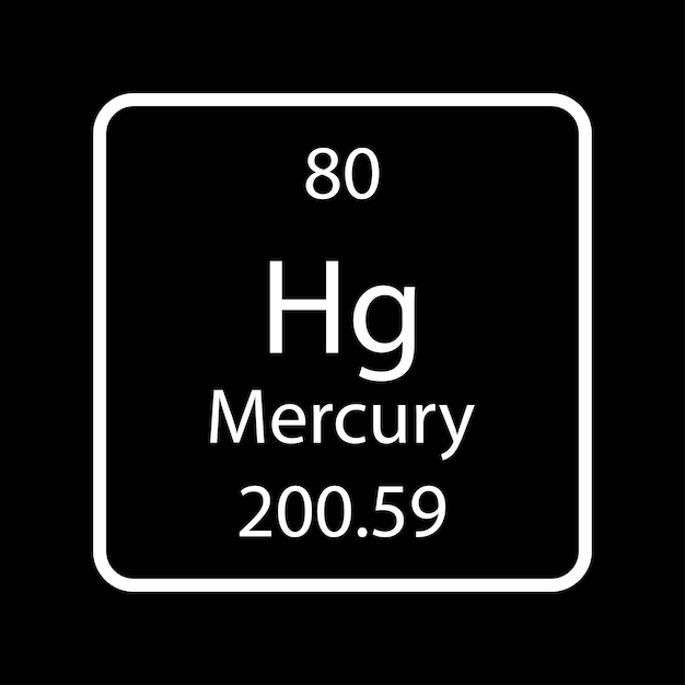 Símbol Hg del mercuri a la taula periòdica.