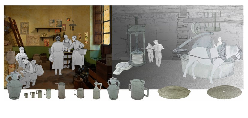 Almàssera tradicional, un molí antic per fer oli d'oliva de manera artesanal.