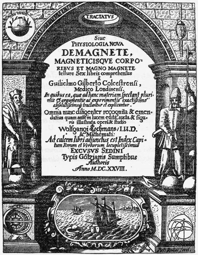 Portada de “De Magnete”, un llibre clàssic sobre magnetisme de William Gilbert.