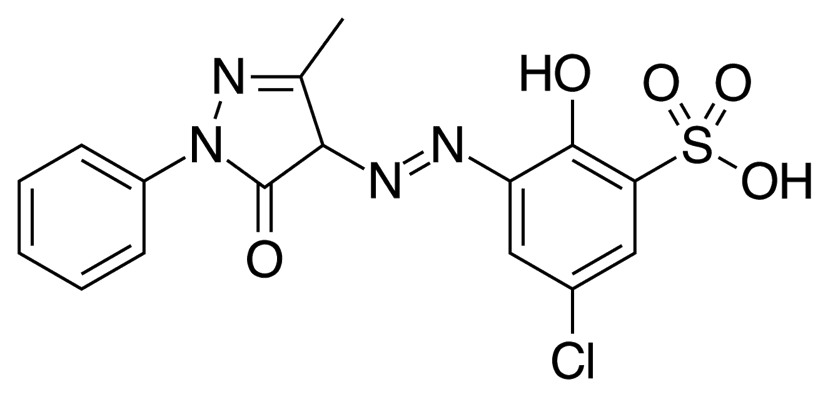 Estructura química del mordent roig 19, un fixador de tints utilitzat en la tintura tèxtil.