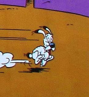 Idèfix, el gos d'Obèlix, amic fidel i personatge important de la sèrie.