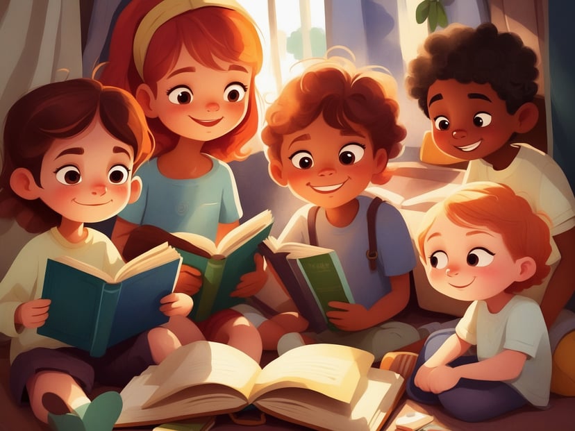 Nens llegint junts contes, fomentant la lectura compartida i el gust per les històries.